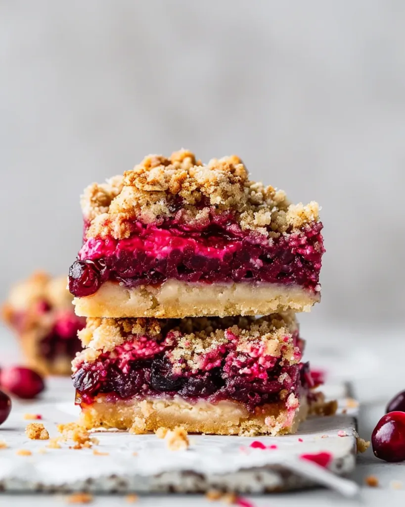''Easy Cranberry Cheesecake Bars with Crumble Topping