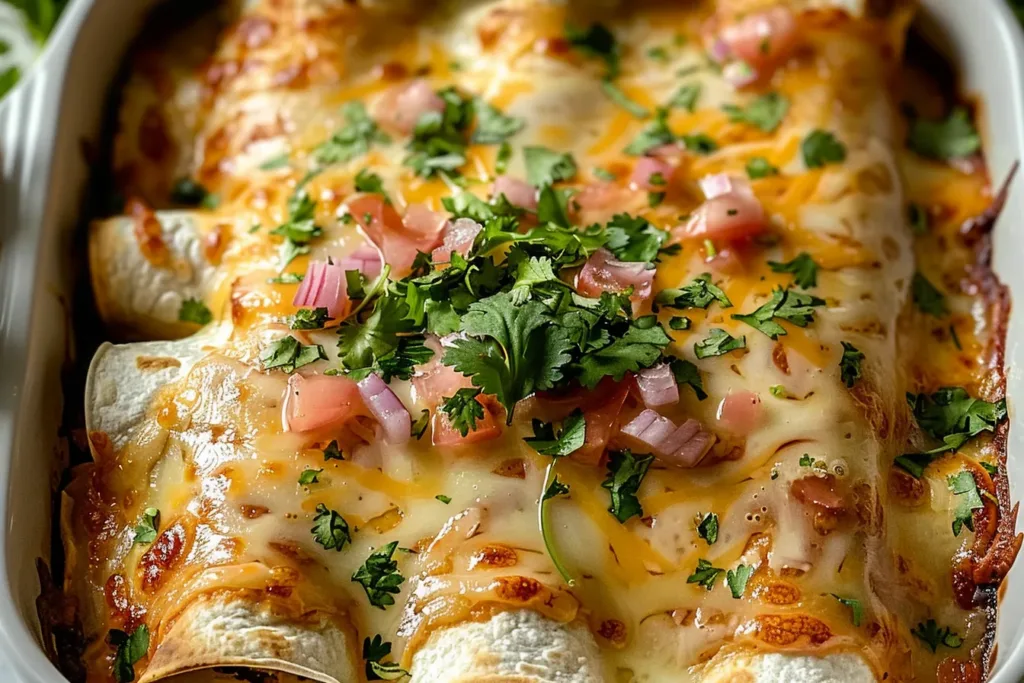 CREAMY WHITE CHICKEN ENCHILADAS RECIPE