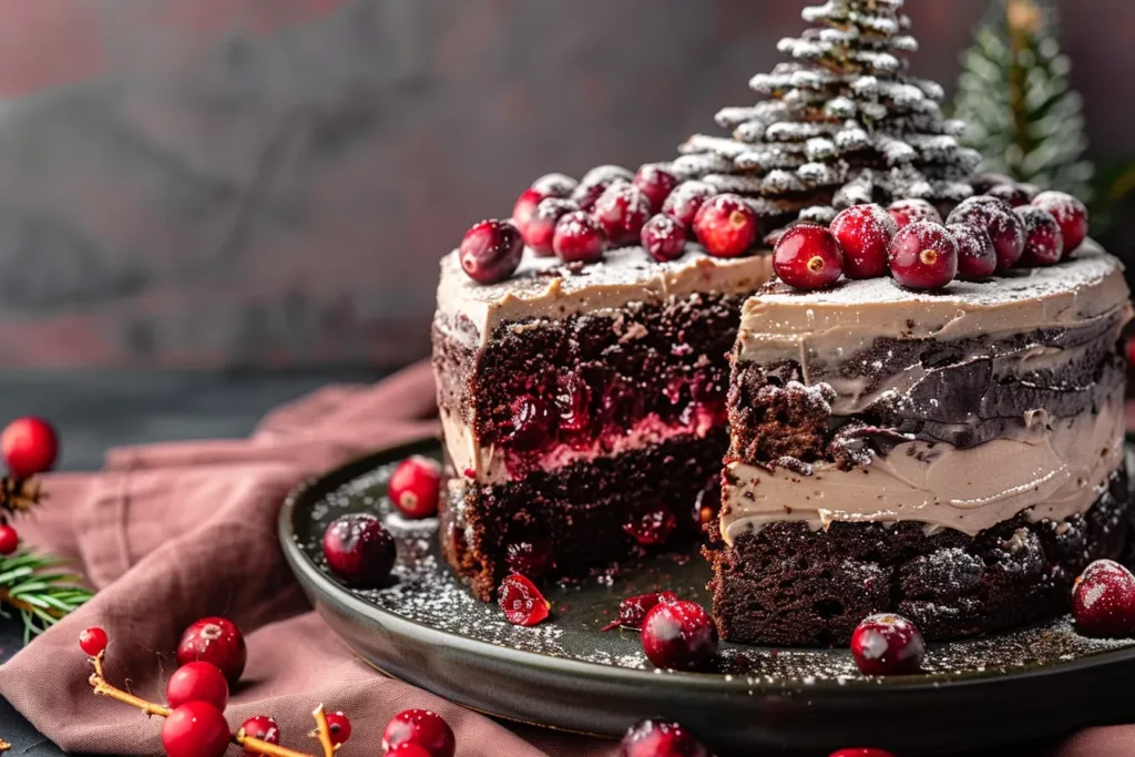 Chocolate Cranberry Christmas Cake