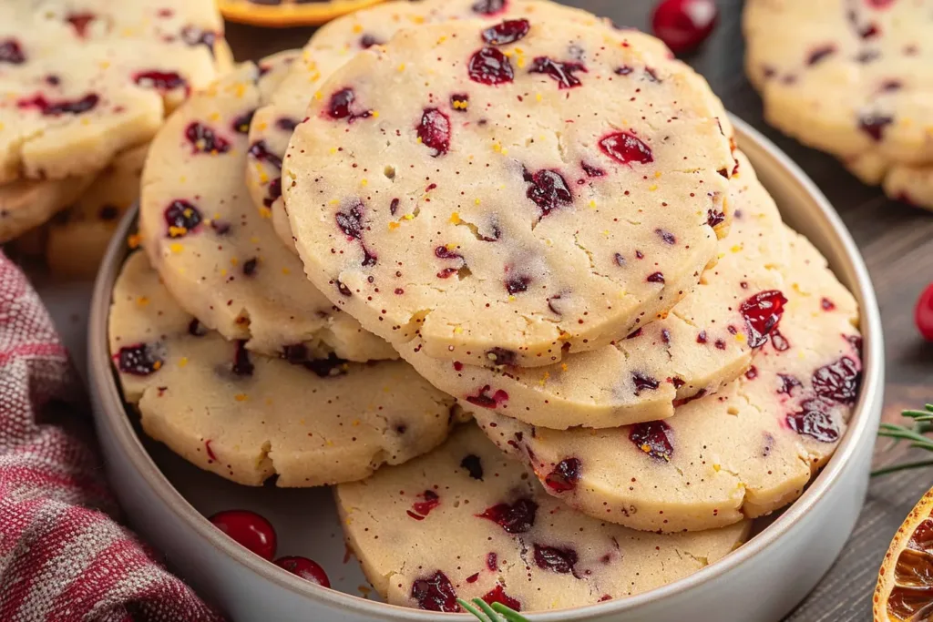 Cranberry Orange Shortbread Cookies