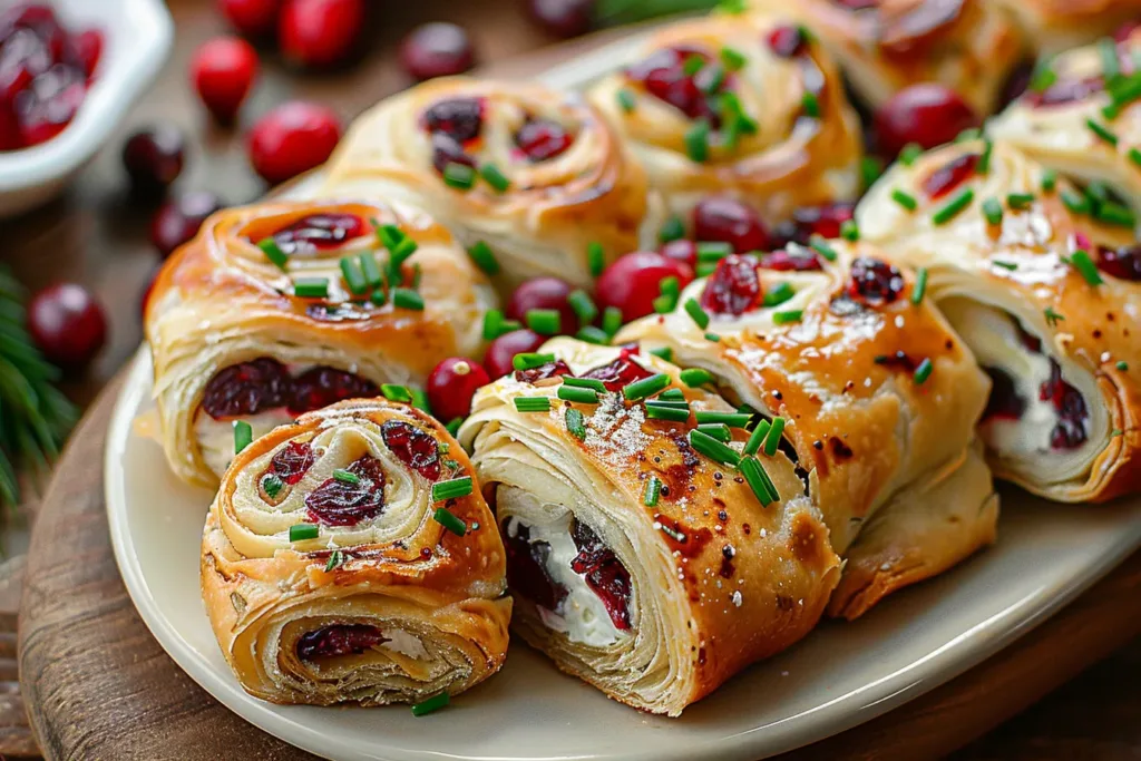 Savory Christmas Cranberry Roll Ups