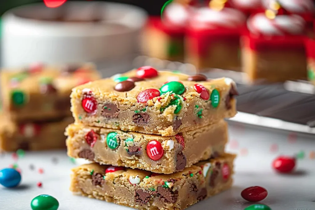 Christmas M&amp;M Cookie Bars