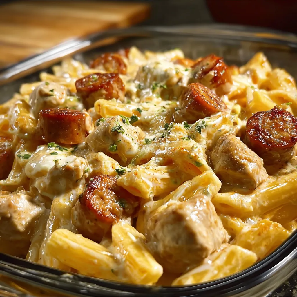 Creamy Buffalo Ranch Sausage &amp; Chicken Pasta