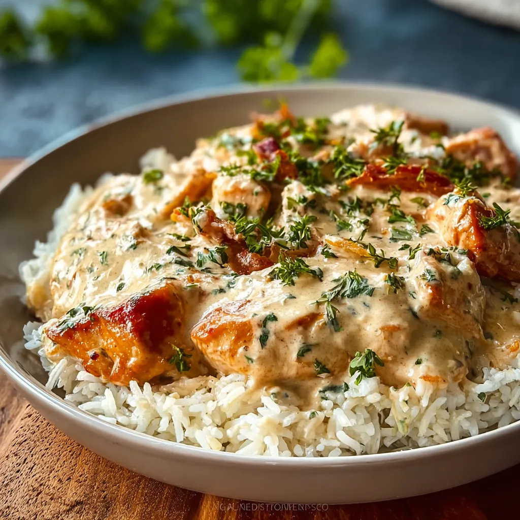 Creamy Smothered Chicken and Rice recipe