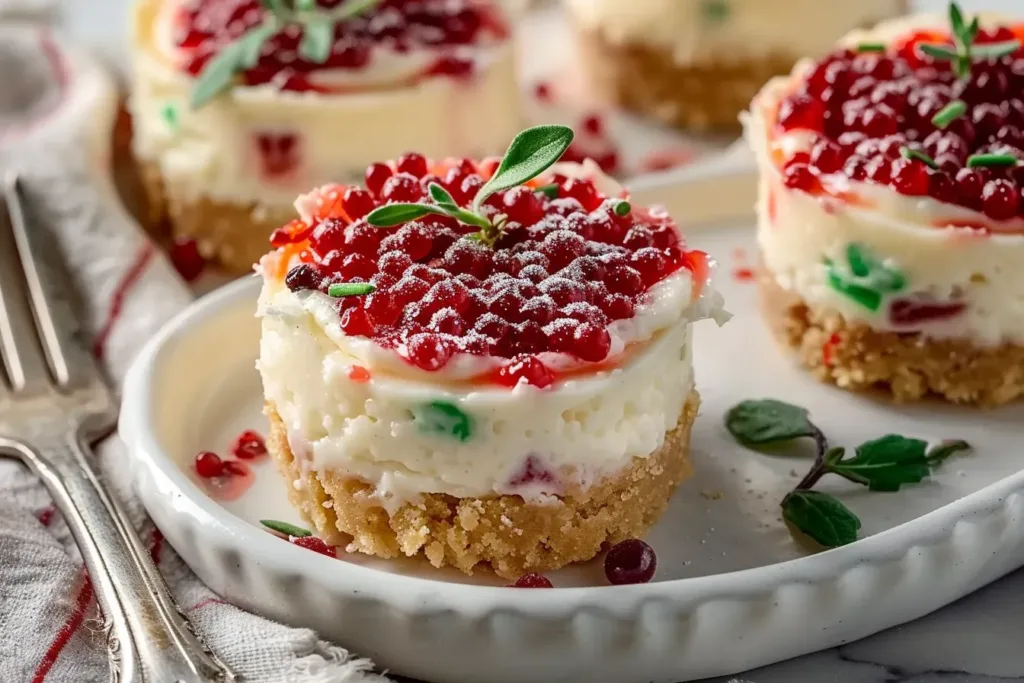 NO-BAKE CHRISTMAS MINI CHEESECAKES
