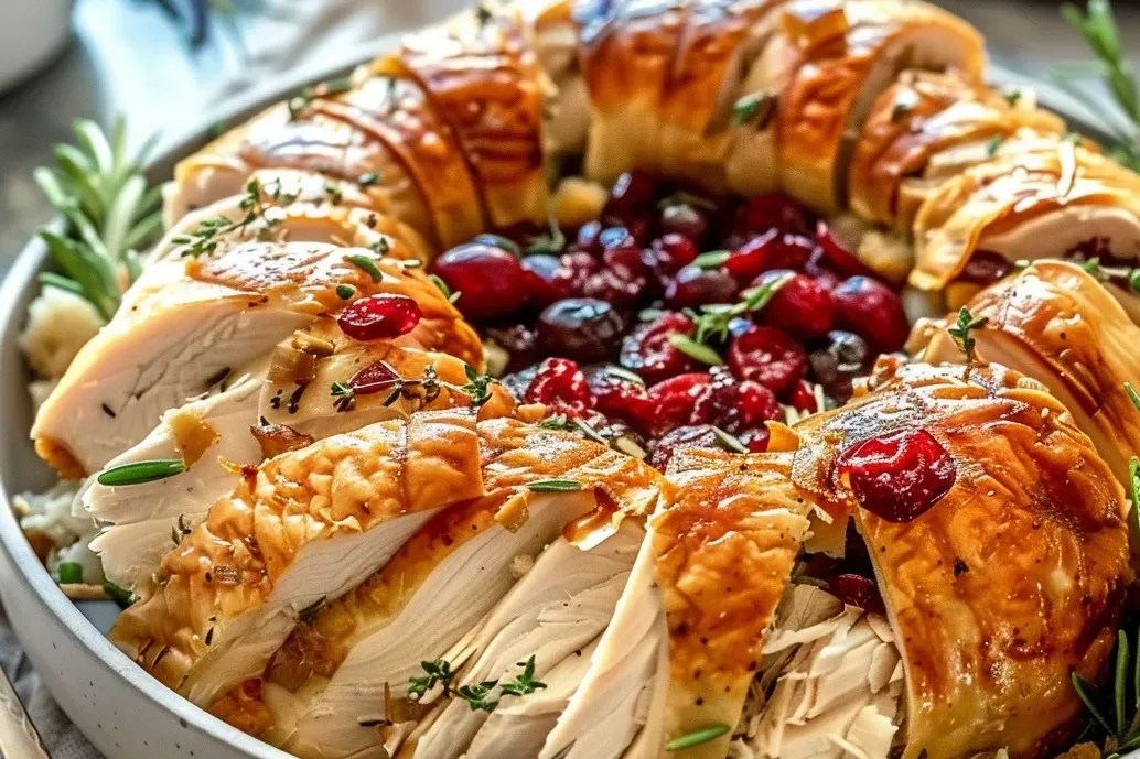 Savory turkey and cranberry crescent ring