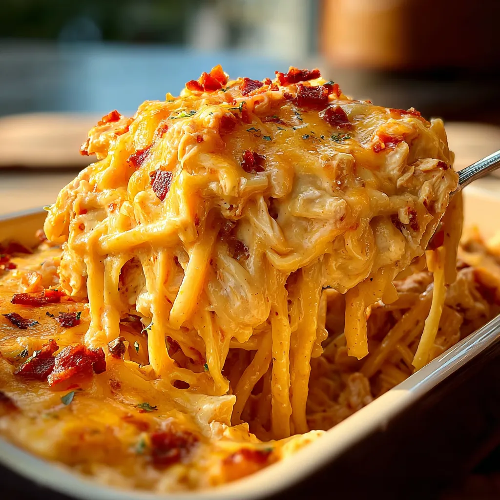 SPICY SOUTHERN CHEESY CHICKEN SPAGHETTI CASSEROLE