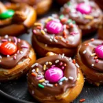 Sweet and Salty Rolo Pretzel Bites Topped with M&Ms