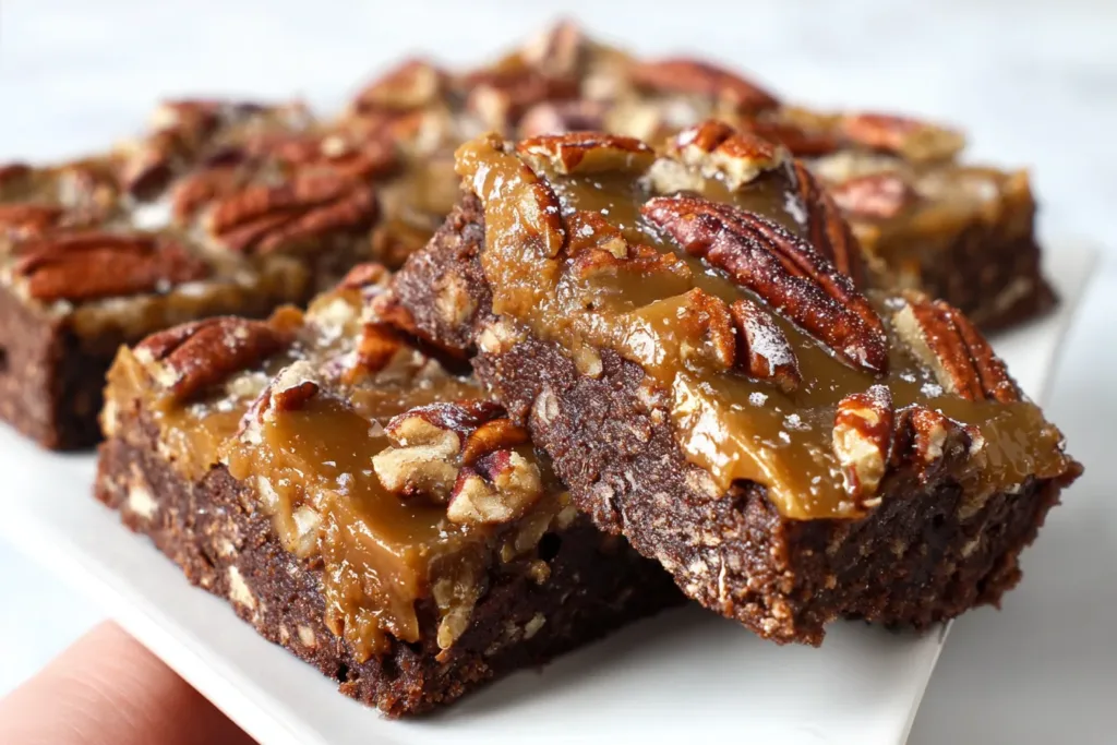 Caramel Pecan Brownies (No-Bake, Vegan)