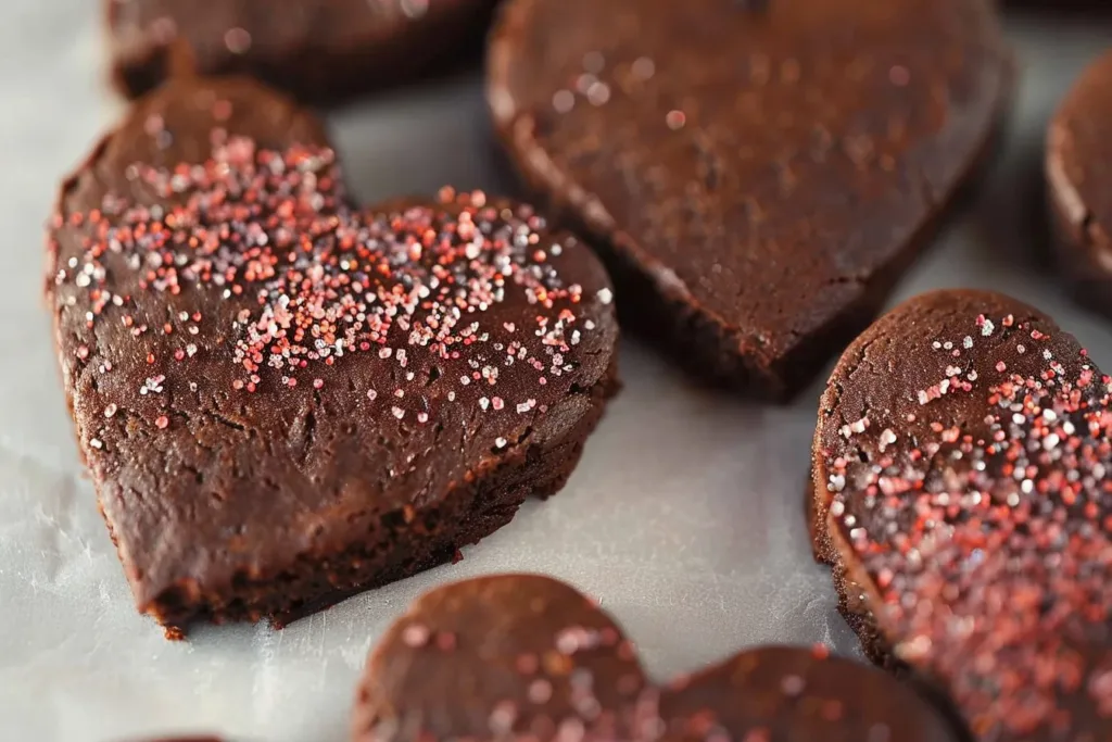 Chocolate Shortbread Heart Cookies