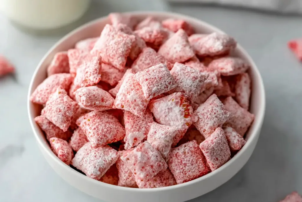 Easy Strawberry Shortcake Puppy Chow
