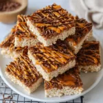 Chocolate Churro Rice Krispie Treats with Caramel Drizzle