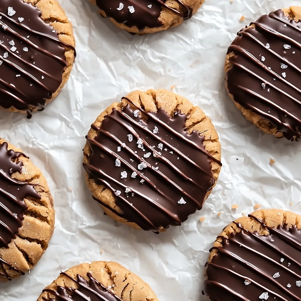 Flourless Chocolate Dipped Salted Peanut Butter Cookies - step by step