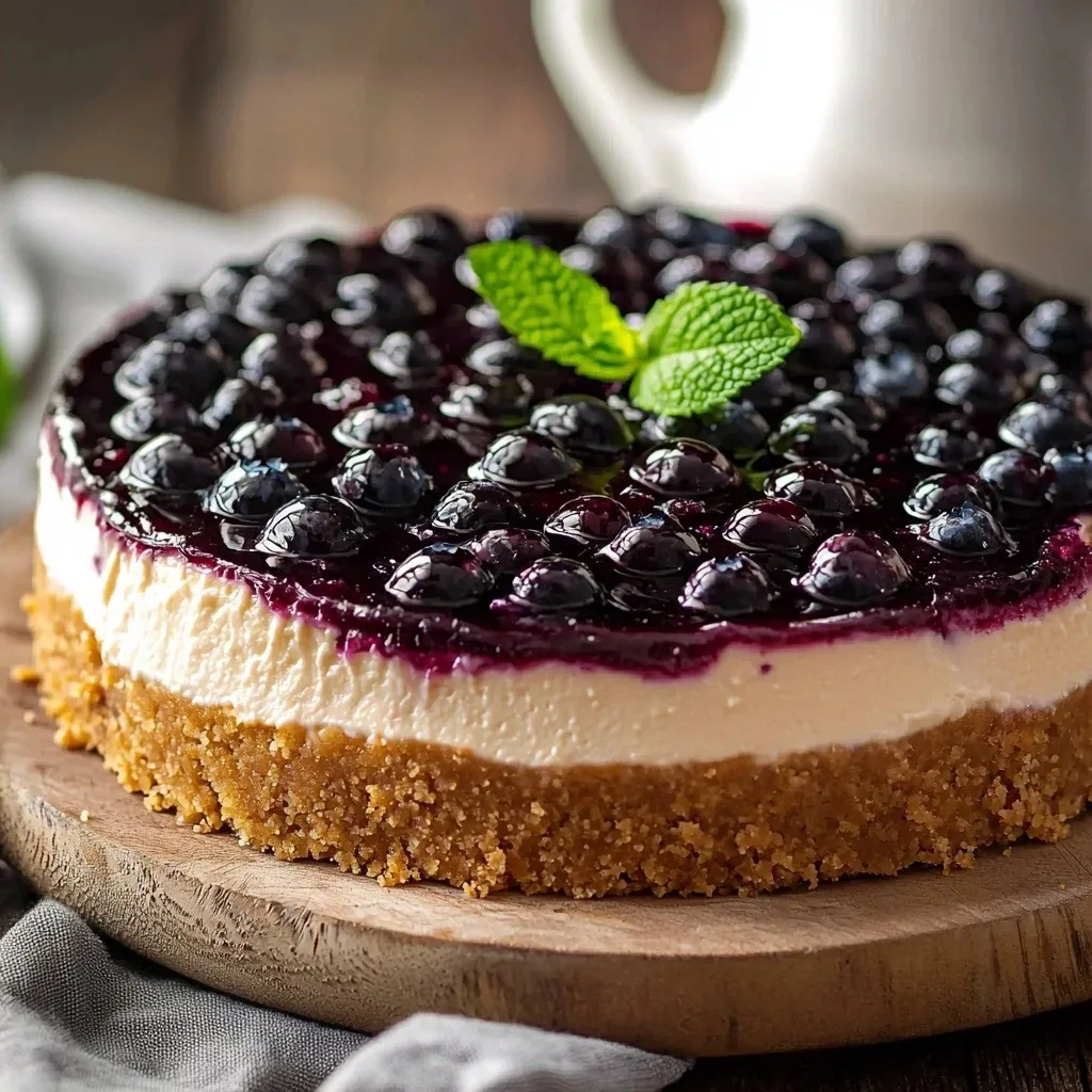 Easy No-Bake Blueberry Cheesecake Recipe - finished dish