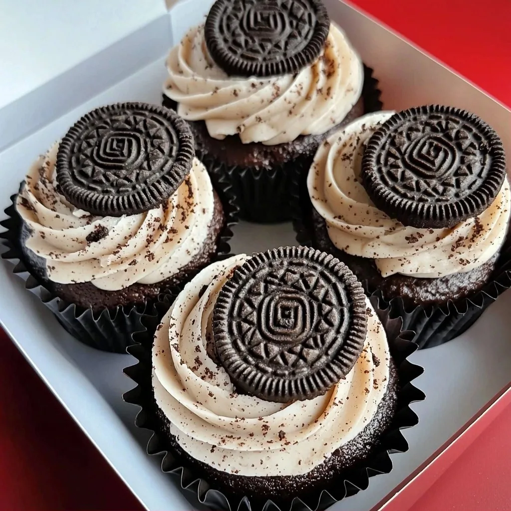 Oreo Cupcakes with Cookies & Cream Frosting - step by step