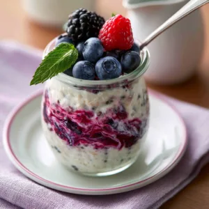 High Protein Post Workout Easy Berry Overnight Oats