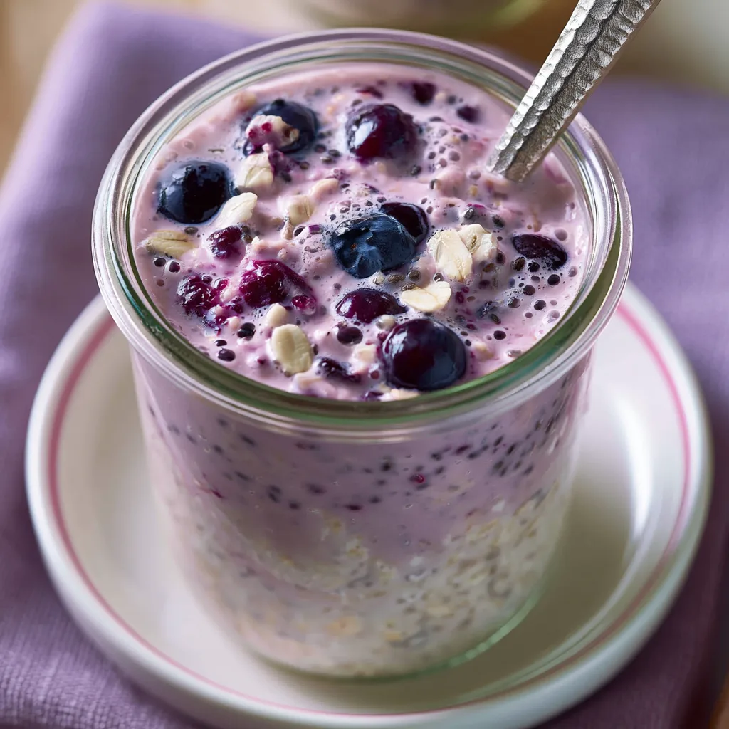 High Protein Post Workout Easy Berry Overnight Oats - step by step